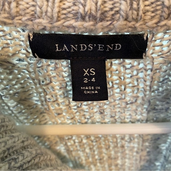 Lands End Cardigan Sweater Womens Size XS 2 - 4 Full Zip Up Cream Gray Neutral - Picture 11 of 11